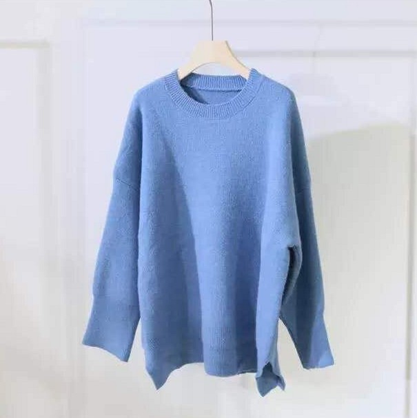 Sweter damski oversize G386 niebieski