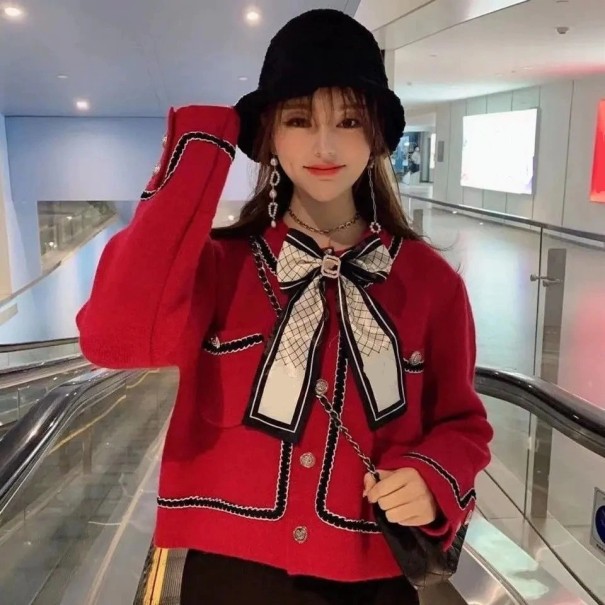 Sweter damski P2378 czerwony M