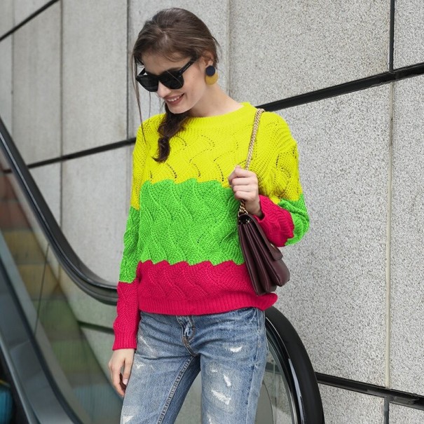 Sweter damski w paski A2185 XL 2