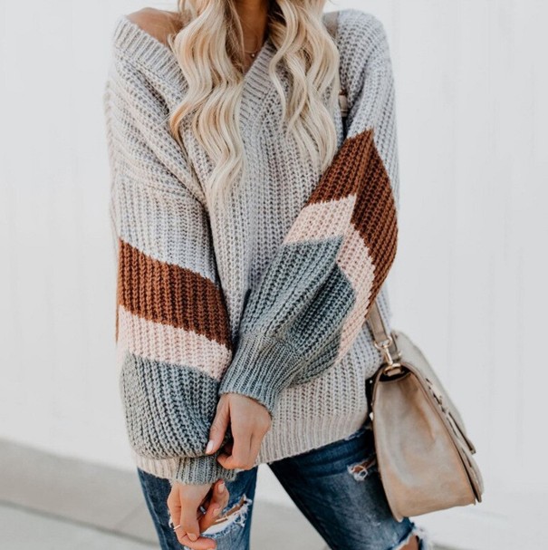 Sweter damski z dzianiny G266 szary XL