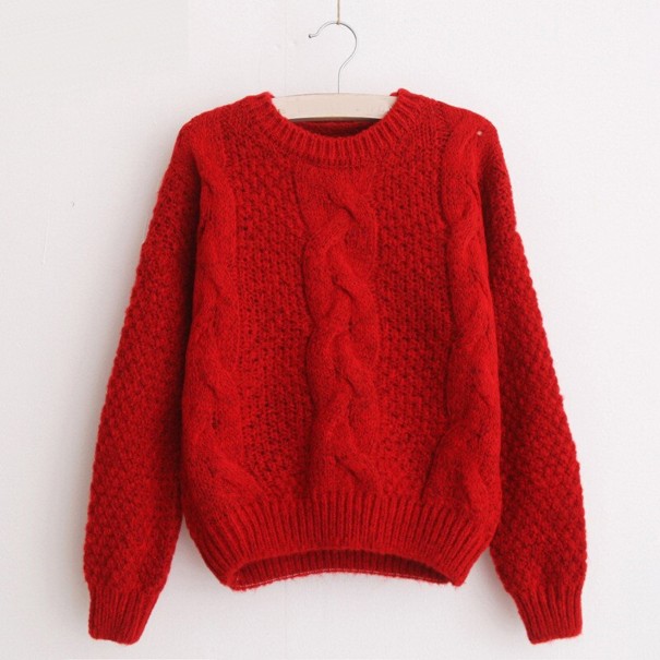 Sweter damski z dzianiny G290 czerwony