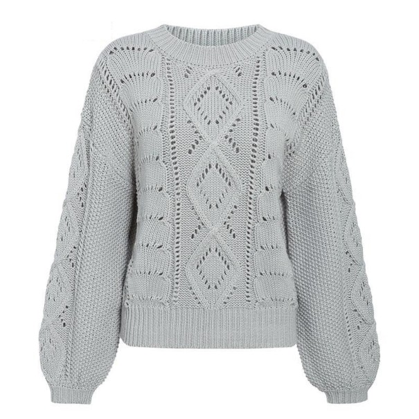 Sweter damski z dzianiny G358 szary M