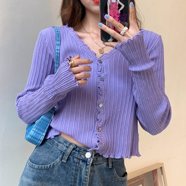 Sweter damski z guzikami G210 fioletowy