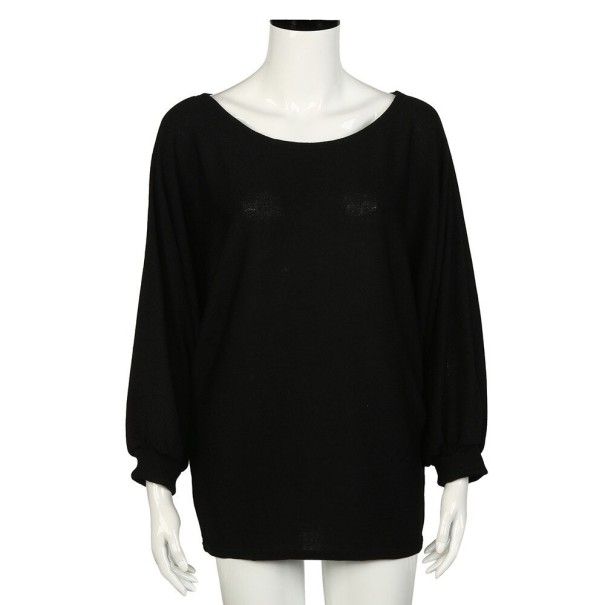 Sweter damski z nietoperzowymi rękawami G390 czarny