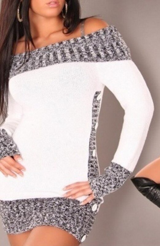 Sweter damski z odkrytymi ramionami biały L