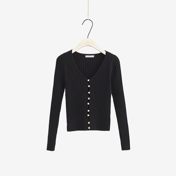 Sweter damski z perełkami G308 czarny M