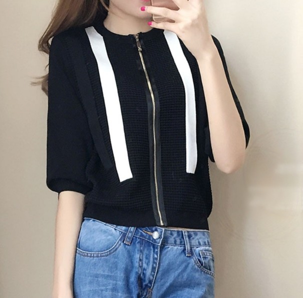 Sweter damski zapinany na zamek A2145 czarny XS
