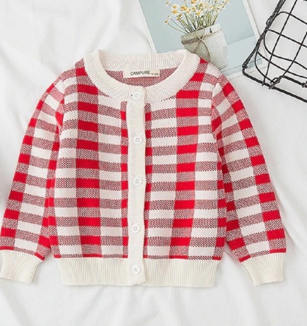 Sweter dziecięcy L611 czerwony 9-12 miesięcy