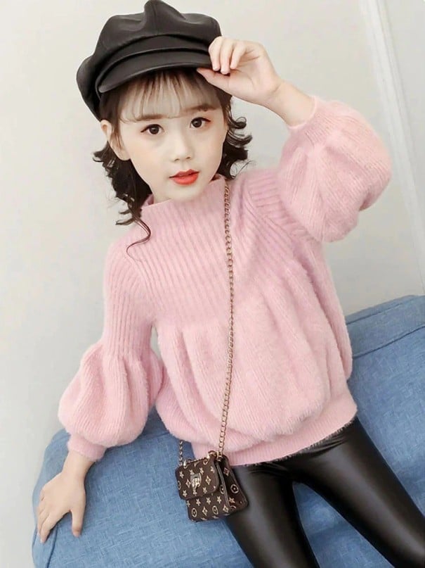 Sweter dziewczęcy L635 różowy 7