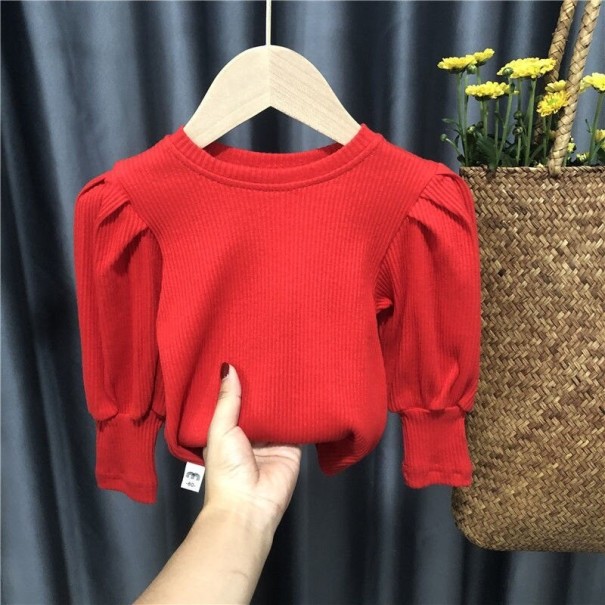 Sweter dziewczęcy L655 czerwony 6-12 miesięcy