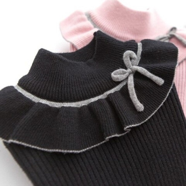 Sweter dziewczęcy z kołnierzykiem L595 czarny 4