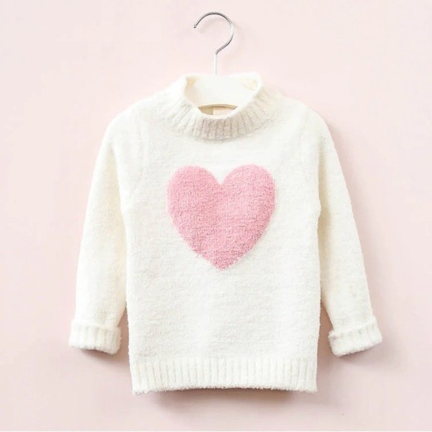 Sweter dziewczęcy z sercem L604 biały 5