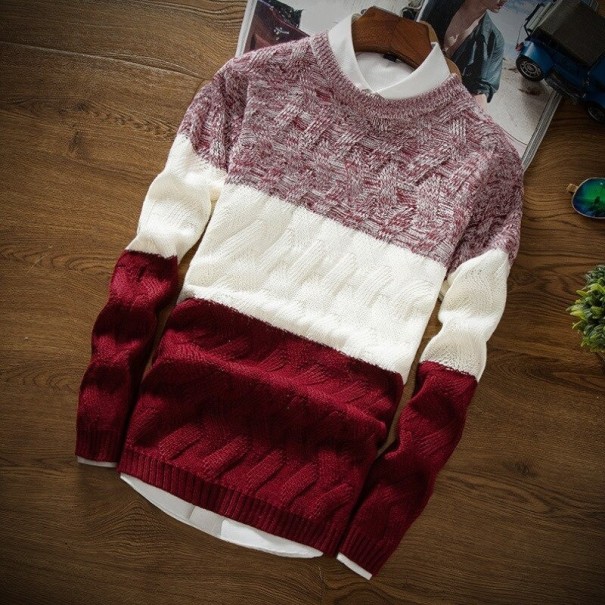 Sweter męski F255 ciemnoczerwony L