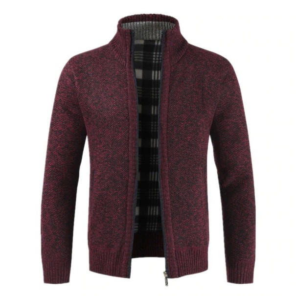Sweter męski na suwak czerwony S