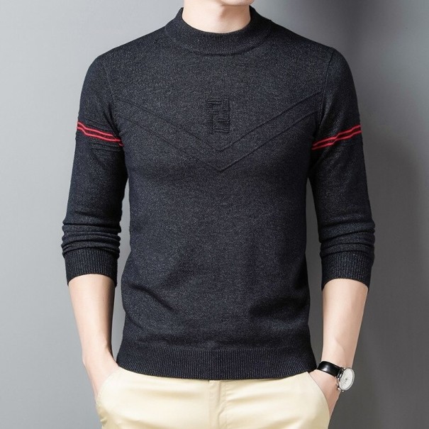 Sweter męski w paski A2589 ciemnoniebieski M