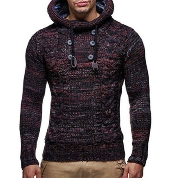 Sweter męski z dzianiny wino M