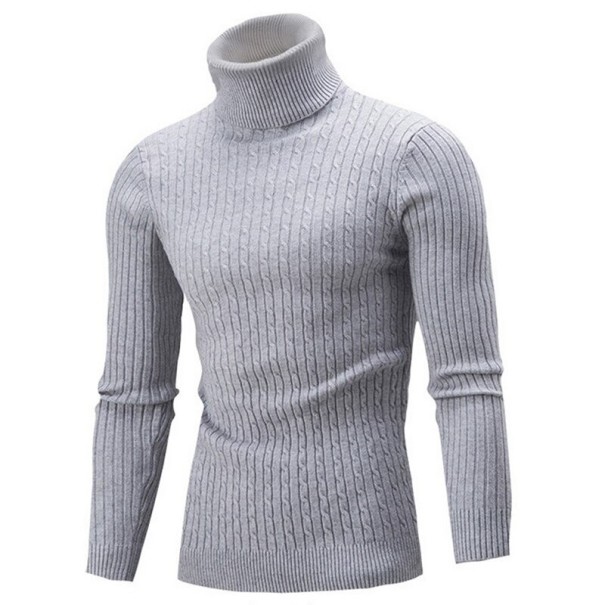 Sweter męski z golfem F169 jasnoszary M