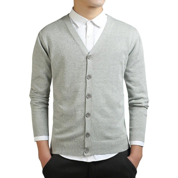 Sweter męski z guzikami jasnoszary M