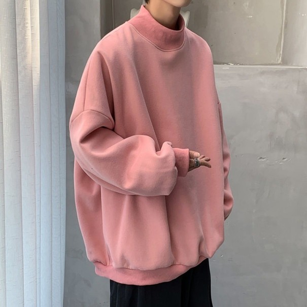 Sweter męski z kołnierzem różowy 3XL