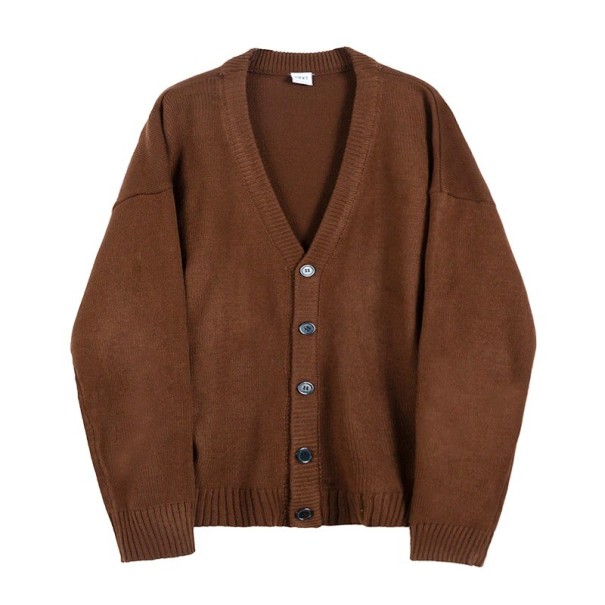 Sweter męski zapinany na guziki F293 brązowy L