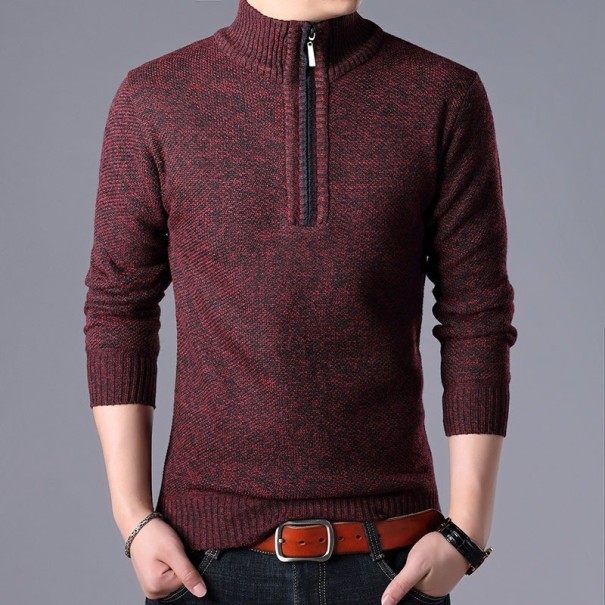 Sweter męski zapinany na zamek czerwony XL