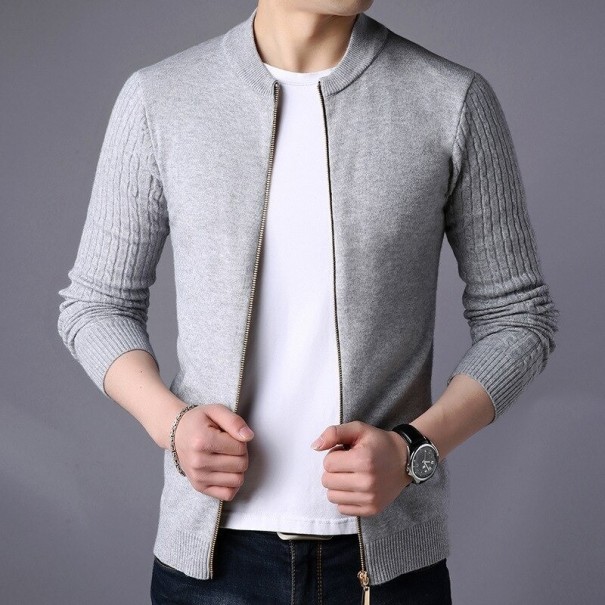 Sweter męski zapinany na zamek F273 szary M