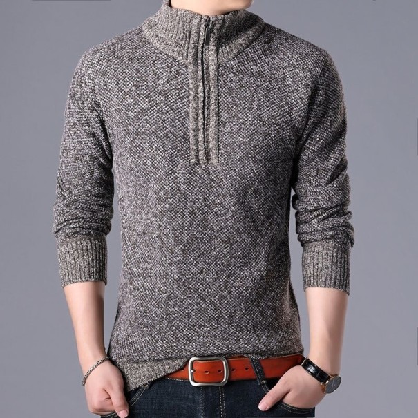 Sweter męski zapinany na zamek kawa XS