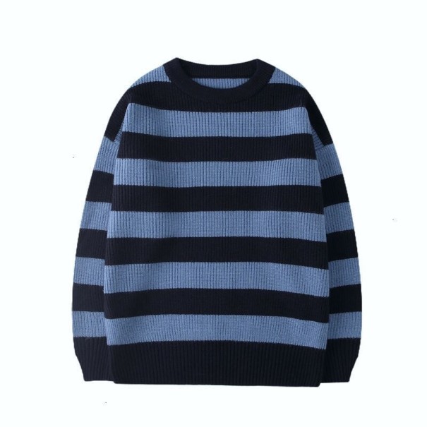Sweter w paski F188 niebieski XL