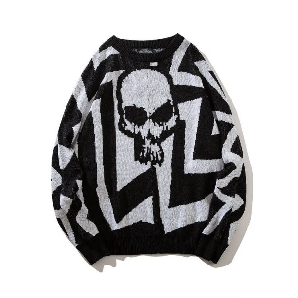Sweter z czaszką biały L 2