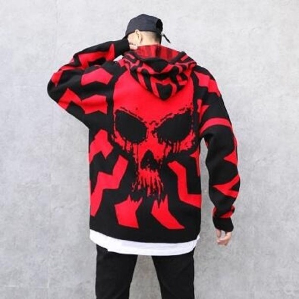 Sweter z czaszką czerwony XXL 1