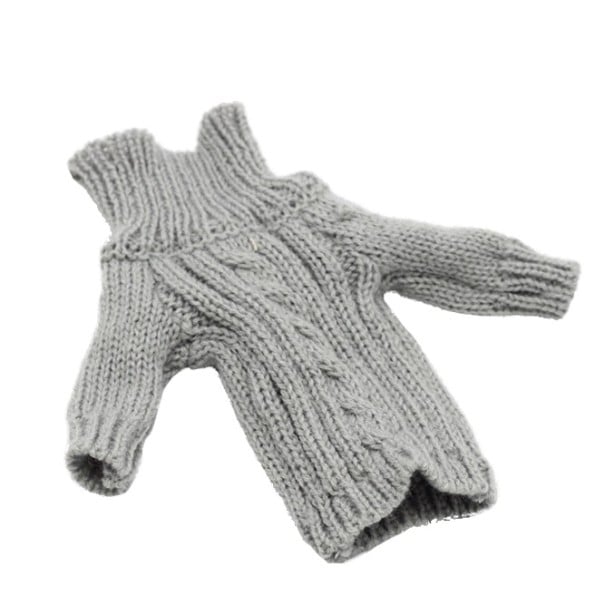 Sweter z dzianiny dla lalki szary