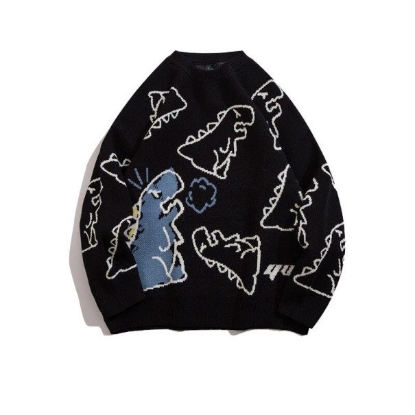 Sweter ze wzorem dinozaura czarny XL