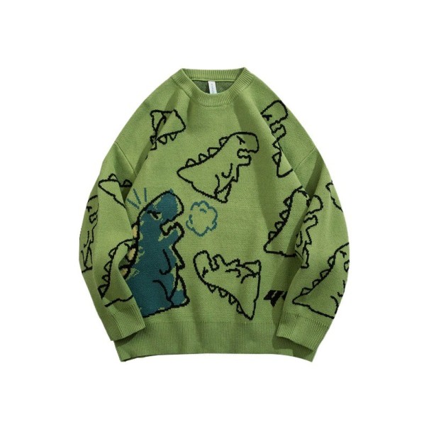 Sweter ze wzorem dinozaura zielony L