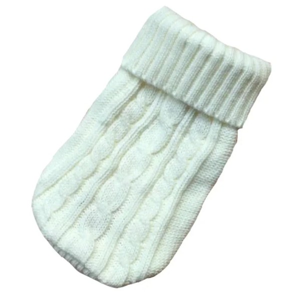 Sweterek dla psa 2,5 - 4 kg Sweterek dzianinowy dla małych psów Ciepłe ubranko zimowe dla szczeniąt i ras miniaturowych Ochrona przed zimnem jesienią i zimą Stylowy design biały