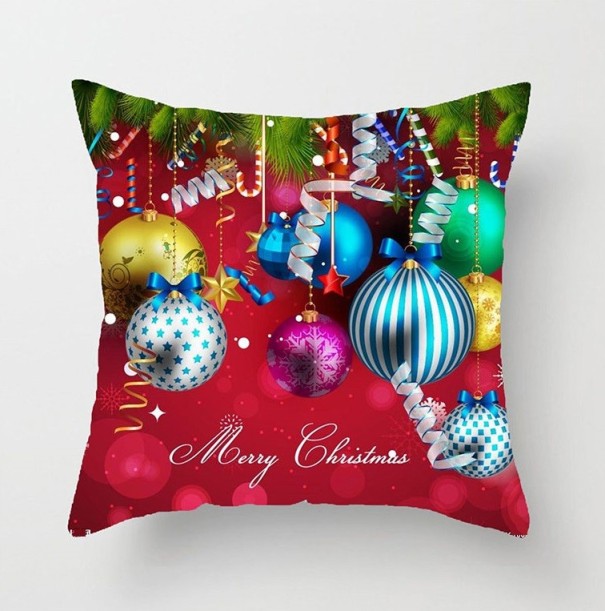 Świąteczna lniana poszewka na poduszkę 2