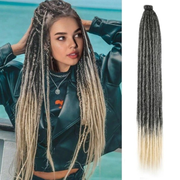 Syntetické dredy Dlouhé příčesky 61 cm Ombre loc Na prodloužení vlasů Reggae styl Lehké a pružné Snadná instalace i odstranění 1