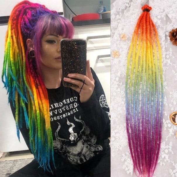 Syntetické dredy Dlouhé příčesky 61 cm Ombre loc Na prodloužení vlasů Reggae styl Lehké a pružné Snadná instalace i odstranění 2