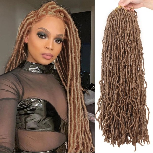 Syntetické dredy Pružné a plné příčesky 104 cm Syntetické vlasy Na prodloužení vlasů Šetrné k pokožce Lehké dredy k zapletení do vlasů blond