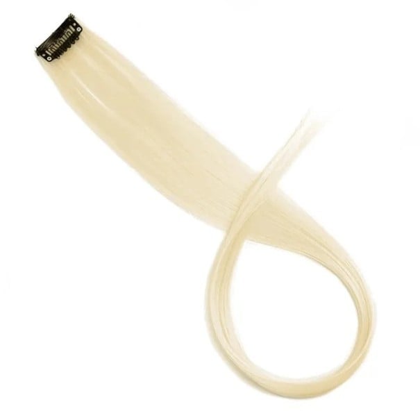 Syntetický clip in příčesek do vlasů 55 cm z vysokoteplotního vlákna smetanově bílý pramen pro prodloužení vlasů a úpravu účesu žen 1