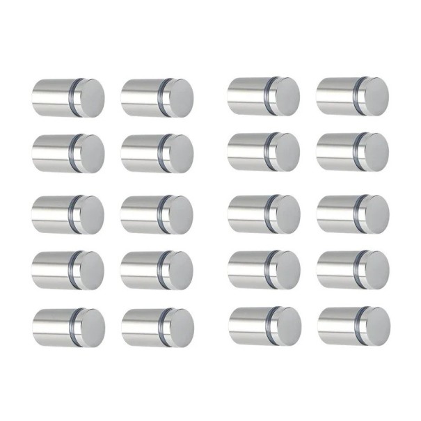 Συσκευασία 20 τεμ αποστάτες βίδες 12x25 mm ανοξείδωτο ατσάλι ασημένια στηρίγματα για την τοποθέτηση γυαλιού πινακίδων και πάνελ 1