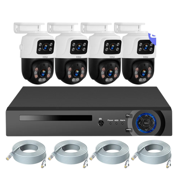 Système de caméra de sécurité 6MP 4 caméras ensemble DVR 8 canaux connexion câblée pour la surveillance de la maison, de l'entreprise blanc