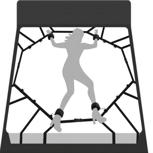 Système de sangles avec 12 points d'attache pour fixation au lit, installation sous le matelas, 2 paires de menottes, diverses positions BDSM, emballage discret 1