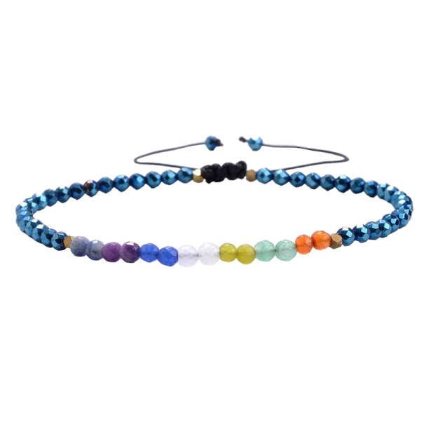 Syv Chakra Perle Armbånd blå