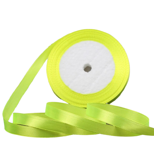 Szatén szalag 38 mm / 22 m neon sárga