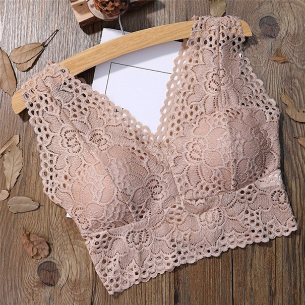 Szexi csipkés bralette melltartó bézs