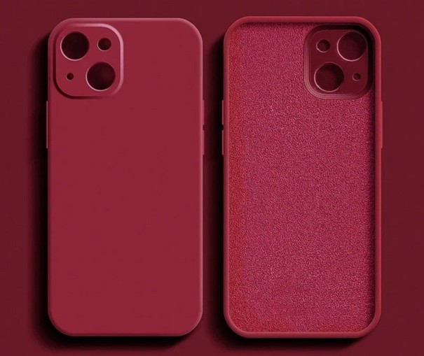 Szilikon védőburkolat iPhone 15 Plus készülékhez sötét vörös