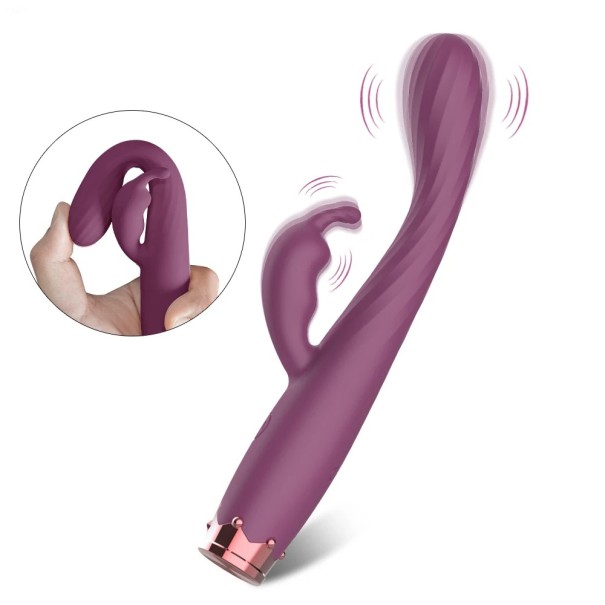 Szilikon vibrátor 17,8x2 cm dupla stimulációval és 10 vibrációs móddal USB töltéssel, vízálló, diszkrét csomagolással