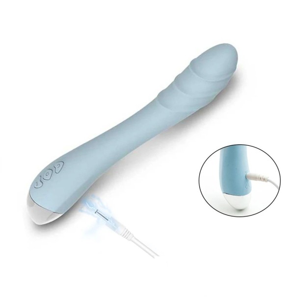 Szilikon vibrátor 20x3 cm valósághű péniszfejjel, adaptálható forma, 10 vibrációs mód, USB töltés Diszkrét csomagolás