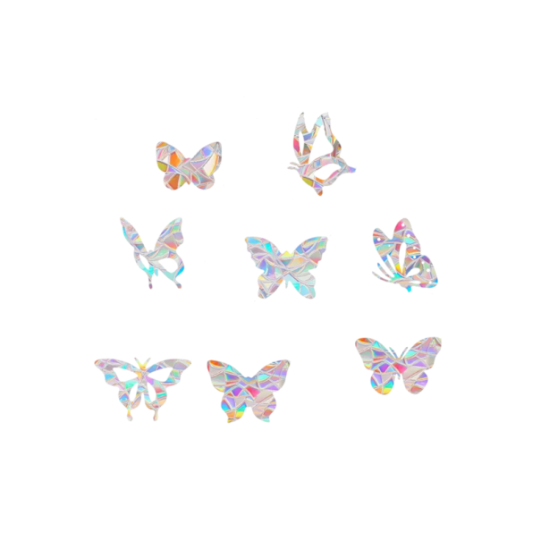Szivárványos matricák készlete 29 x 22 cm PVC ablakdísz motívummal pillangók Holografikus hatású matricák üvegre és tükörre 1