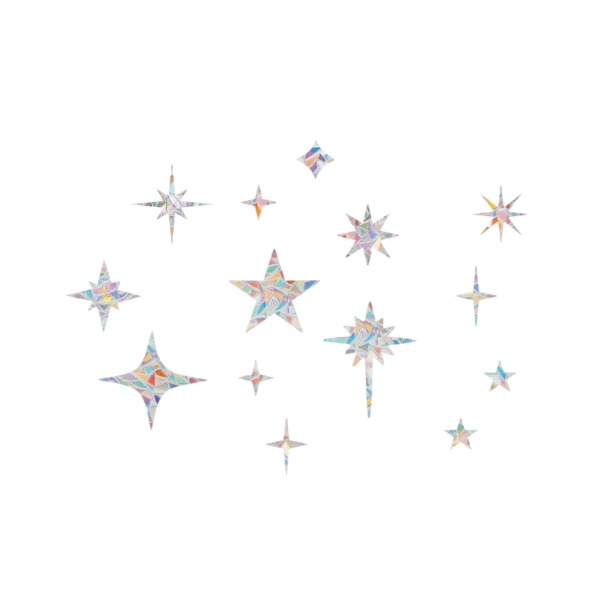Szivárványos matricák készlete 29 x 22 cm PVC dekoratív matricák csillagmotívummal Holografikus effekt matricák ablakokra és üvegre 1